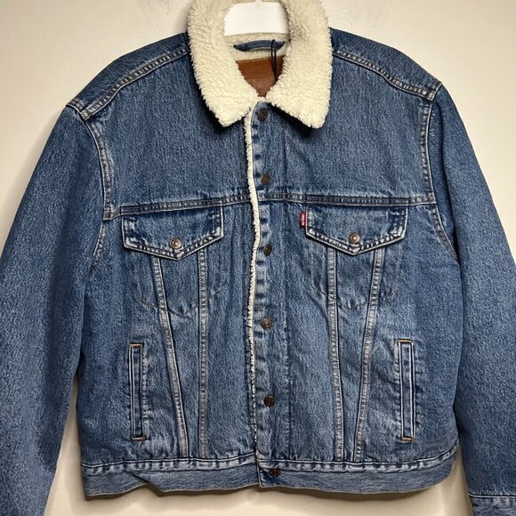 Levi's DENIM FAUX FUR LINED TRUCKER JACKET Size XL - Picture 2 of 10